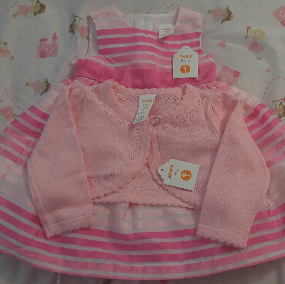 3-6 month baby dress & cardigan set